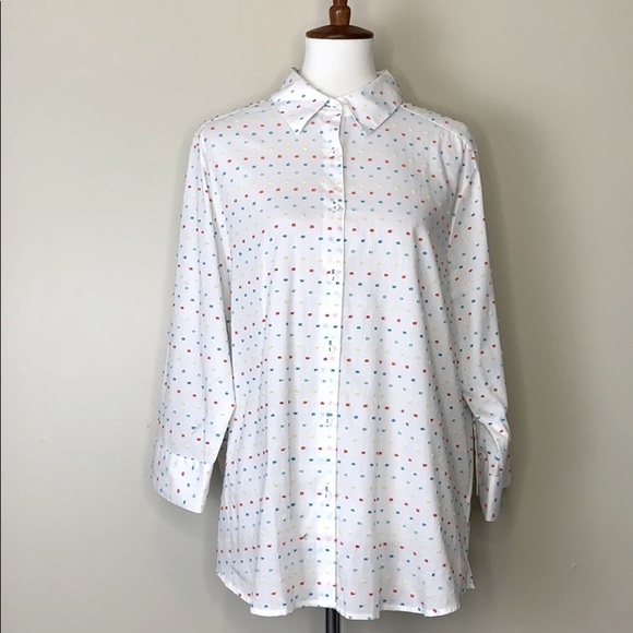 FOXCROPT NYC Plus Size Elbow Sleeve Dots Blouse 14 - Picture 1 of 11